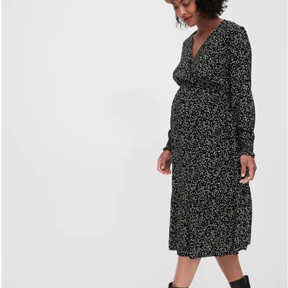 Gap Maternity Crossover Midi Dress black - Picture 3 of 4